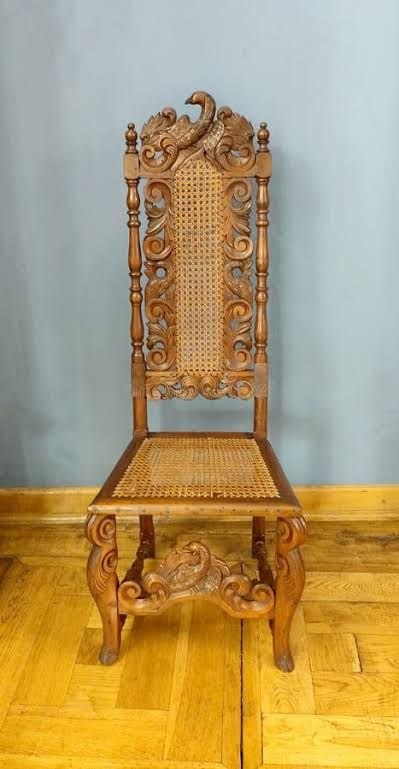 Ornate Hand-Carved Wooden Accent Chair